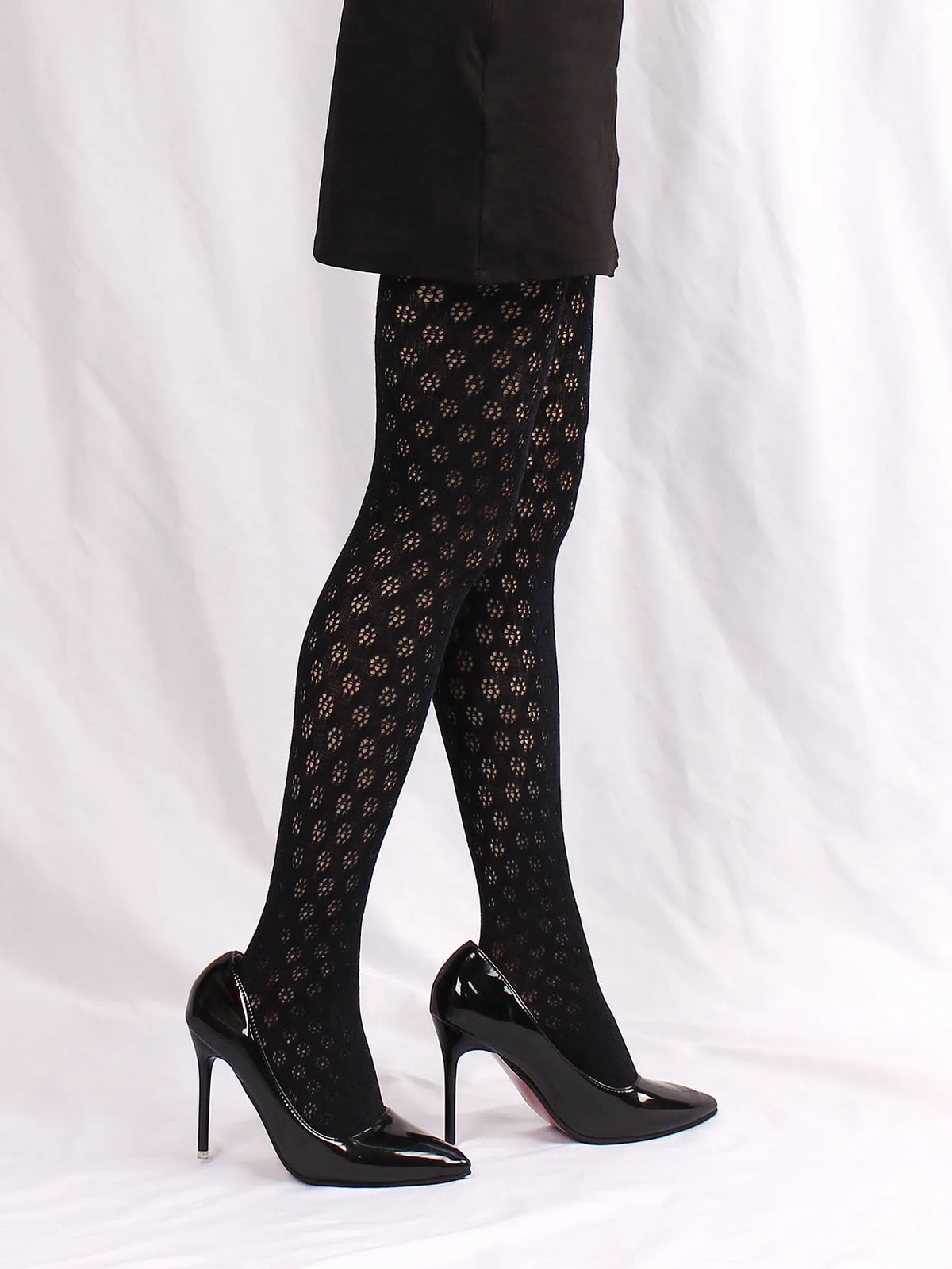 Retro Hollow Out Dot Round Floral Women's Pantyhose Thin Sexy Mesh Breathable Hottie Slim Fit Tights