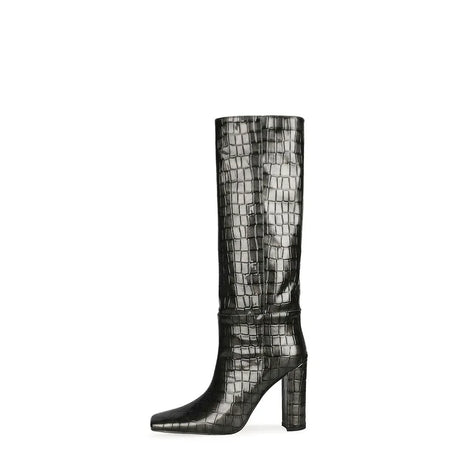 2024 NEW Fashion High Tube Knee High Boots 10cm/6.5cm Thick Heel 21 Colors Women Short Plush Boots Size 45 Winter Leather Shoes