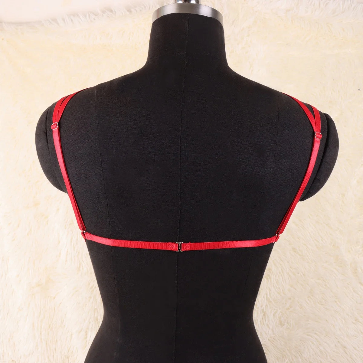 Red Body Harness Belt: Strappy Cage Bralette, Naughty Tank Top