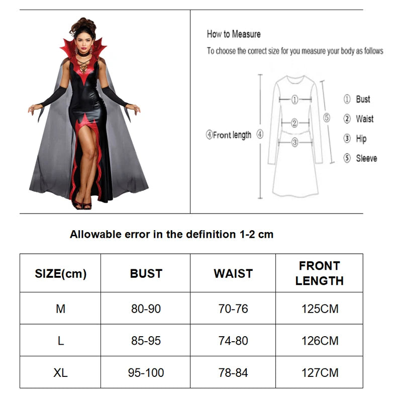 Carnival Halloween Lady Vampire Devil Costume Gothic Demonic Glamour Queen Playsuit Cosplay Fancy Party Dress