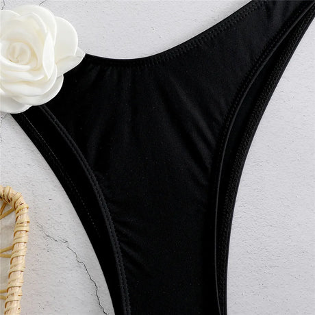 Sexy Flower Bandeau Swimwear Thong Bikini 2026 Women Lace-up Swimsuit Swimming Bathing Suit Brazilian Bikinis Sets Mujer Biquini