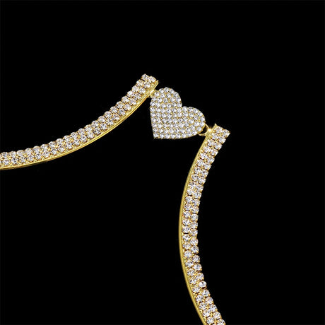 Stonefans Heart Rhinestone Chest Bracket Body Jewelry Bra Chain For Women Chain Top Bikini Halter Bra New Banquet Breast Support
