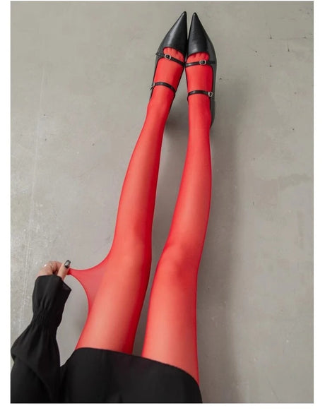 Talenza Women'S Tights Slim Stockings Pantyhose Super Elastic Large Size Leggings Red Sexy Spring Autumn Winter
