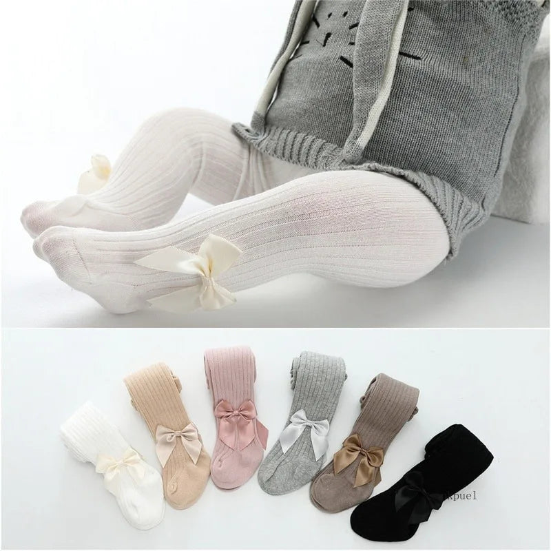 Baby Pantyhose Girls Tights Toddler Girl Winter Clothes Cute Girl Bow Pants Cotton Breathable Stockings Knit Kid Tights