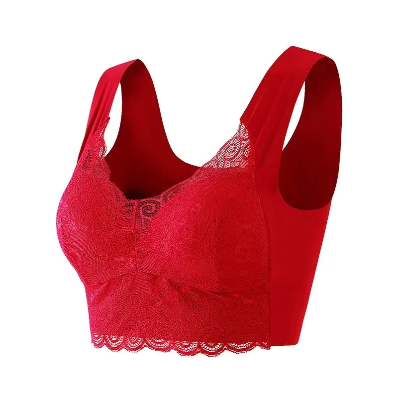 WomenBeautiful Back Bra Large Size Fat Mm Bra Gathered and Traceless Thin Cotton Strapless Underwear Without Steel Ring Vest