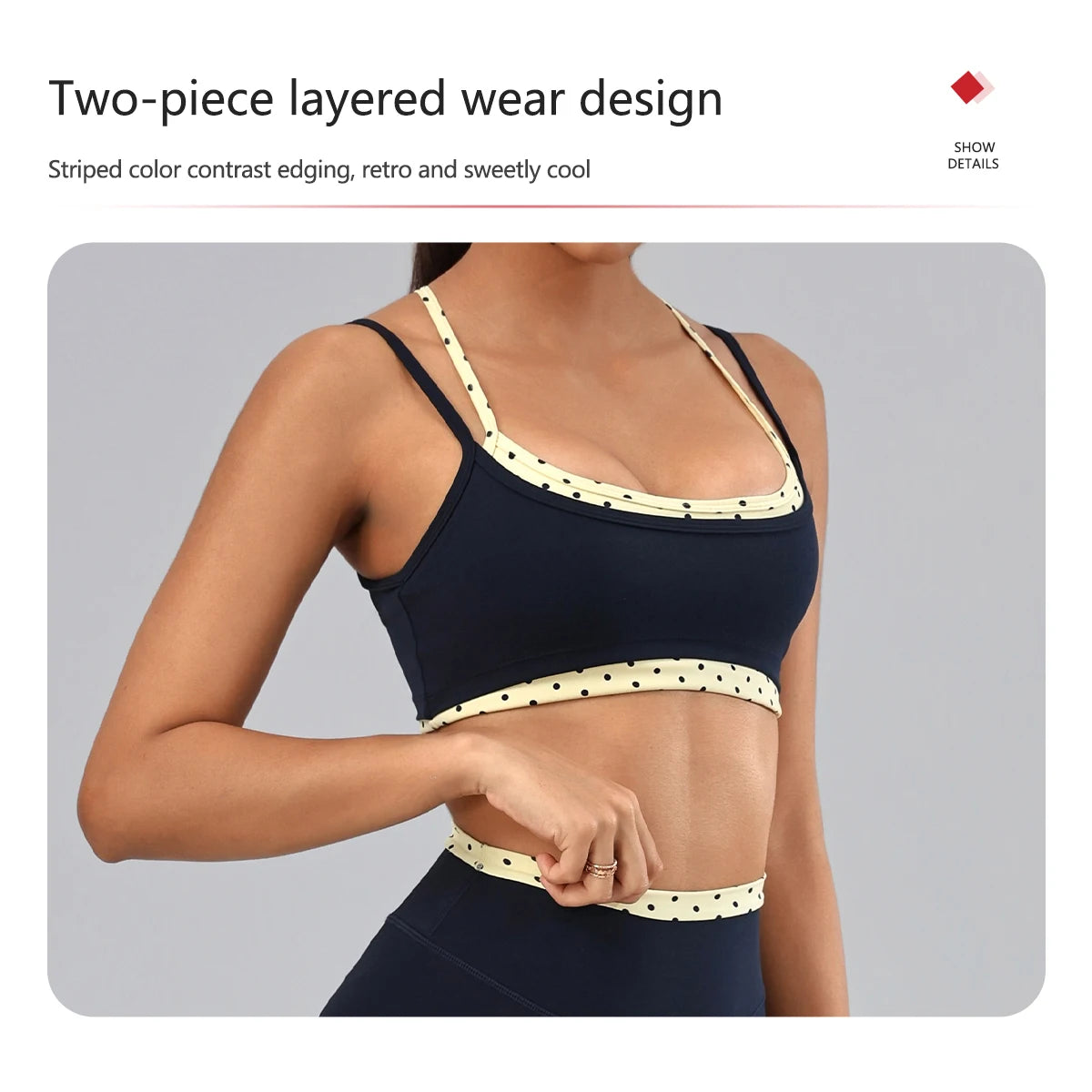 Hearuisavy 2Pcs Fitness Set Women Polka Dot Cross Back Sports Bra High Waisted Push Up Shorts Gym Quick Dry Workout Yoga Suit