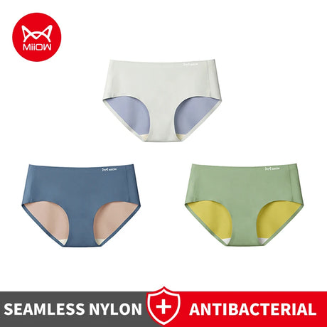 MiiOW 3Pcs Color-block Women's Underwear Women Panties Grade Antibacterial Crotch Lingerie Skin-Friendly Brief Female Underpants