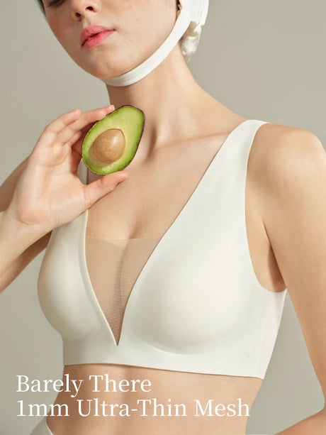 SUJIIN Sexy Seamless Plunge Push Up Bras for Women French Wireless Deep V Mesh Bra Woman 2026 New Support Lift Bralettes XM048