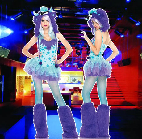 Halloween Costume Woman Furry Monster Fox Cat Cosplay Clothes Nightclub Party Dress up Rave Outfit Stage Wear 2025