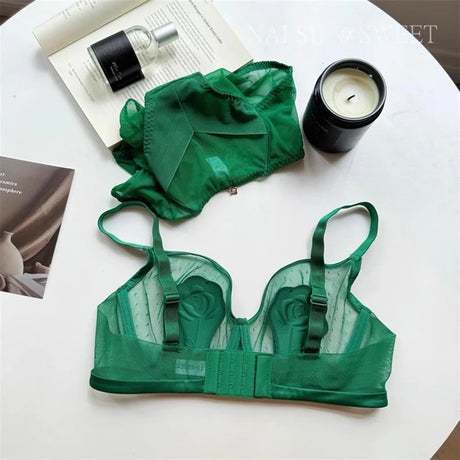 Women's Ultra-Thin Cat Claw Cup Bra Sexy Pure Desire French Style Soft Steel Ring Anti-Sagging Underwear for Large Chest