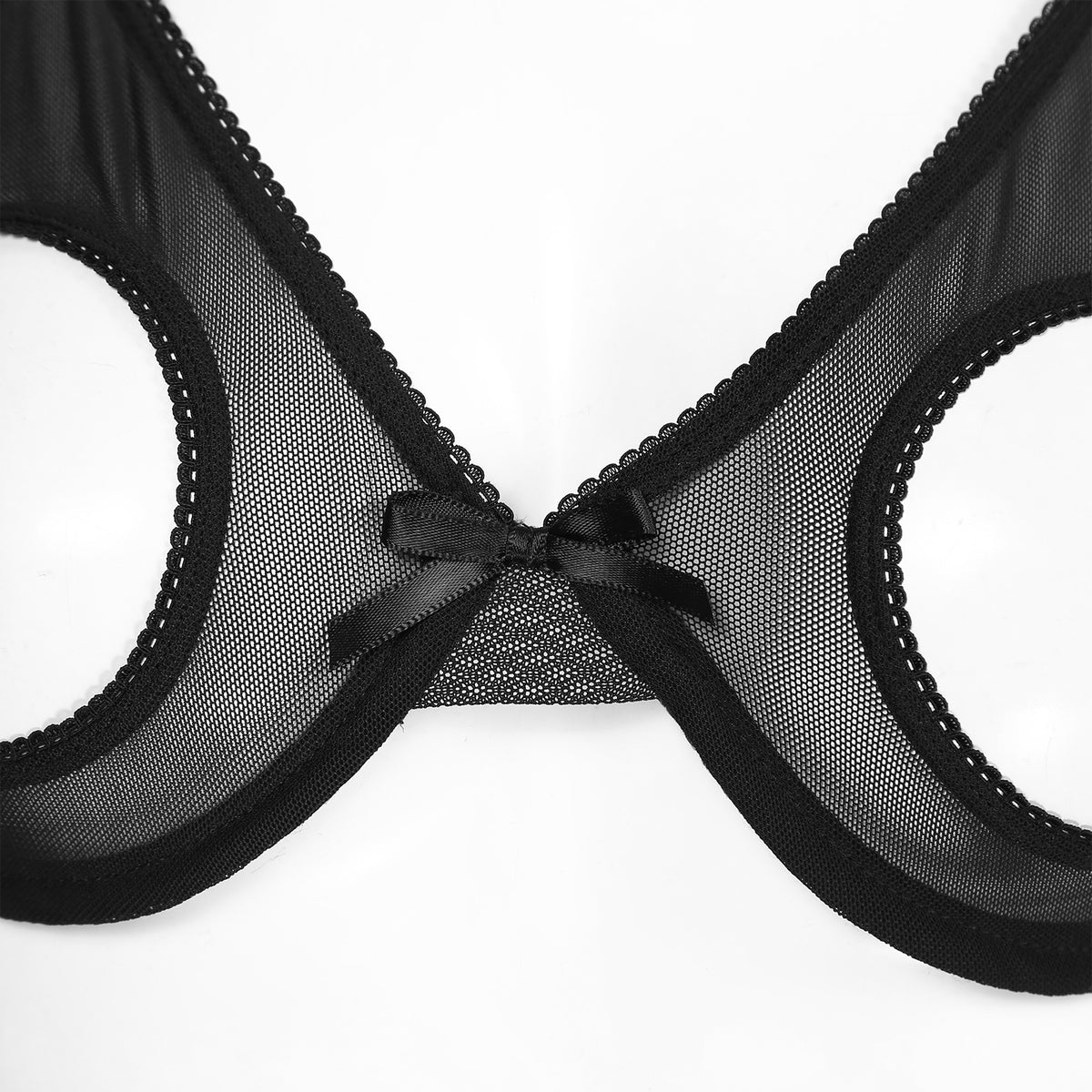 Women's Sheer Mesh Hollow Out Open Nipples Underwired Bra Tops Push Up Unlined Bralette Bra Sexy Brassiere Balconette Underwear