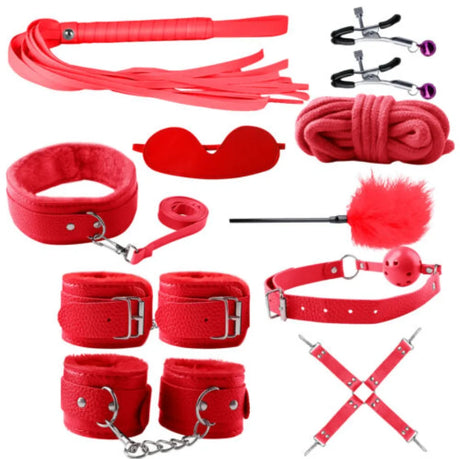 10Pcs Restraints Set Leather BDSM Kit Body Harness Cuffs Bondage Straps Handcuffs Games Adult Sex Toys for Couple