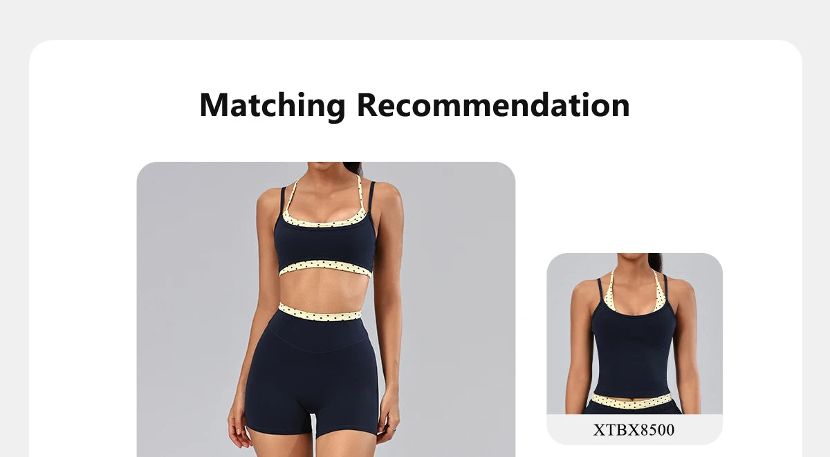 Hearuisavy 2Pcs Fitness Set Women Polka Dot Cross Back Sports Bra High Waisted Push Up Shorts Gym Quick Dry Workout Yoga Suit