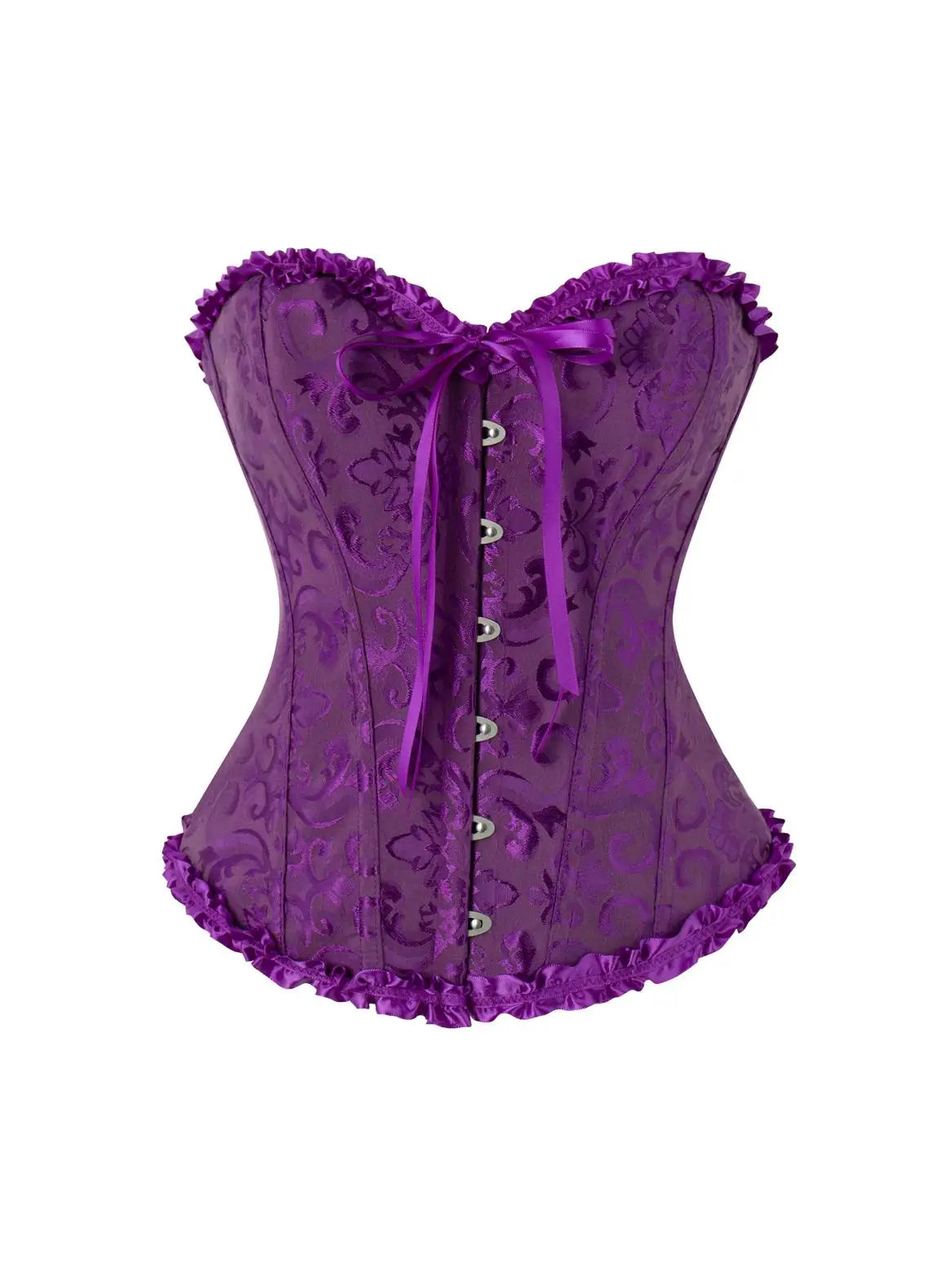Women Bustier Corset Victorian Gothic Jacquard Front Busk Waist Cincher Halloween Party Wear