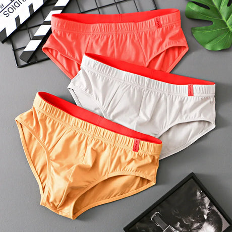 1/3 PCS Solid Cotton Briefs Men's Convex Pouch Panties Youth Fasion Low Rise Breathable Men's Comfortable Underwear Solid Color