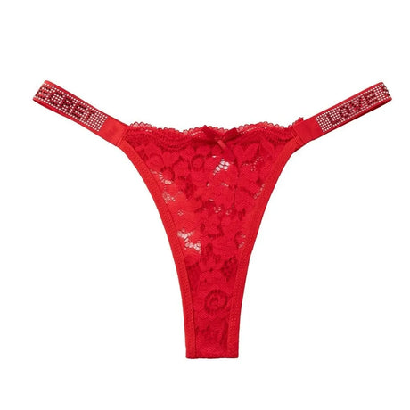 Lingerie Crystal Lace Flower Panties Cotton Crotch Embroidery Seamless Thong Underpants Low-waist Bikini Underwear Women Gifts