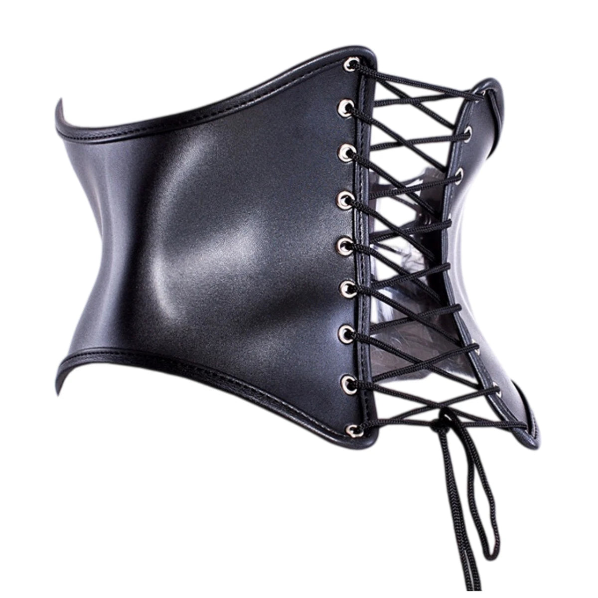 Waist Training 24cm Front Length Tight Lacing Korset for Women Black Leather Underbust Corset Body Shaper