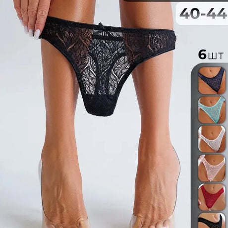 European and American sexy women's lace thong women's hollowed-out hip panties high fork hip lift