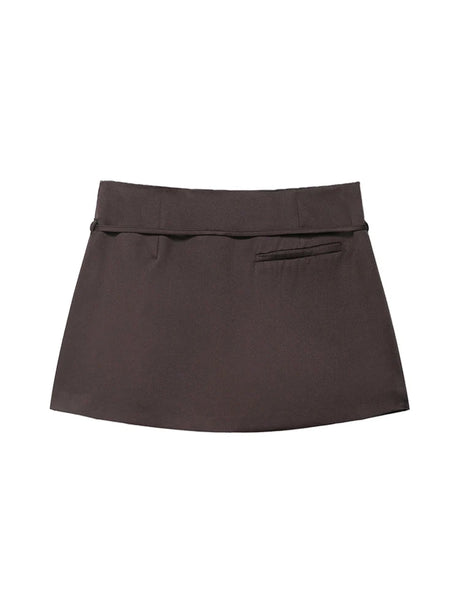 Women's Solid Color Skort with Belt Side Zipper Casual Shorts Skirts Fashionable And Stylish Women's Clothing