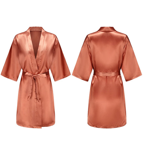 Women's Pure Short Silky Robes Bridesmaid Bride Party Satin Robes Sleepwear