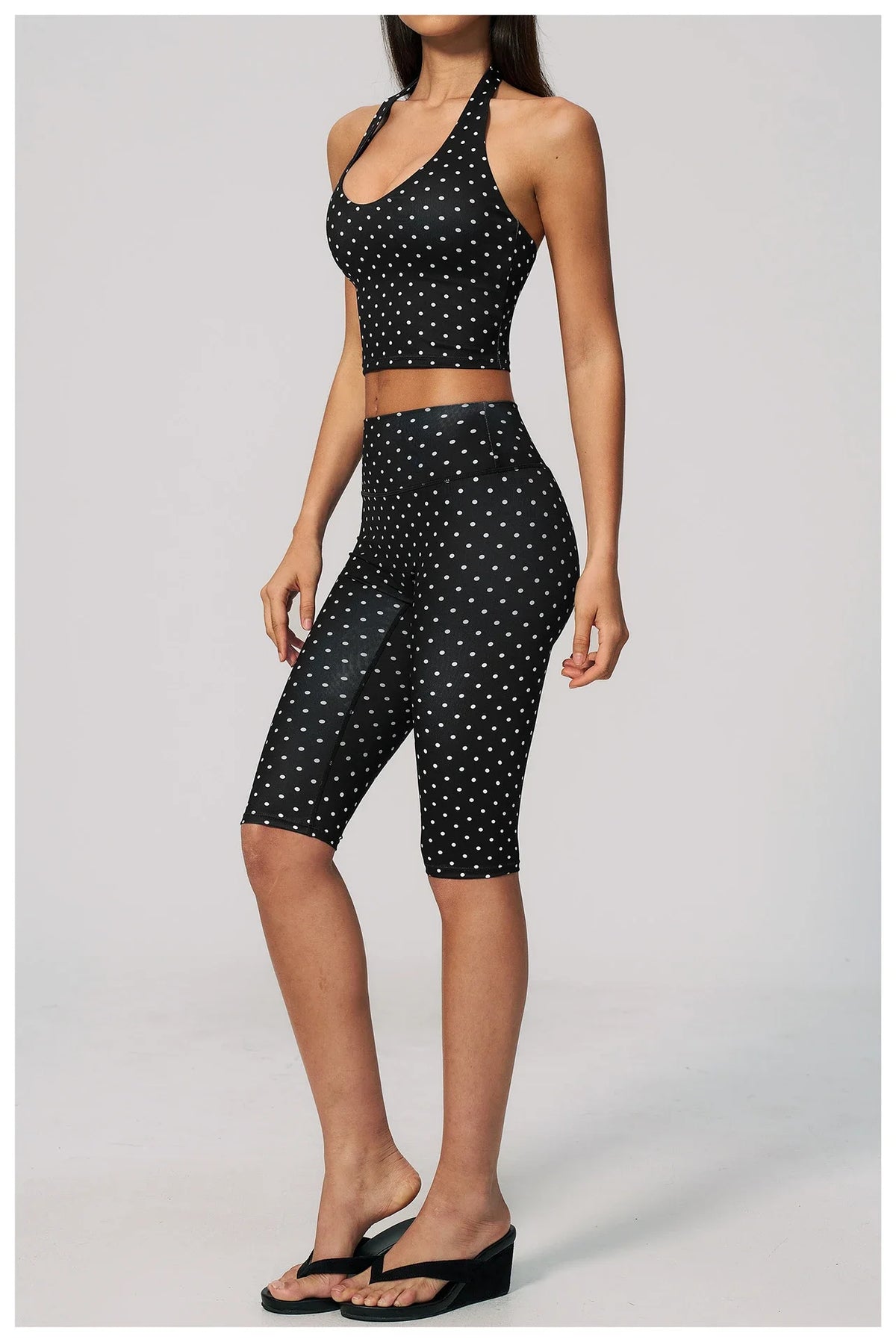 2026 New Polka Dot Halter Neck Sports Bra Deep V Backless Yoga Top Women's Gym Workout Tank Pilates Training Activewear Vest