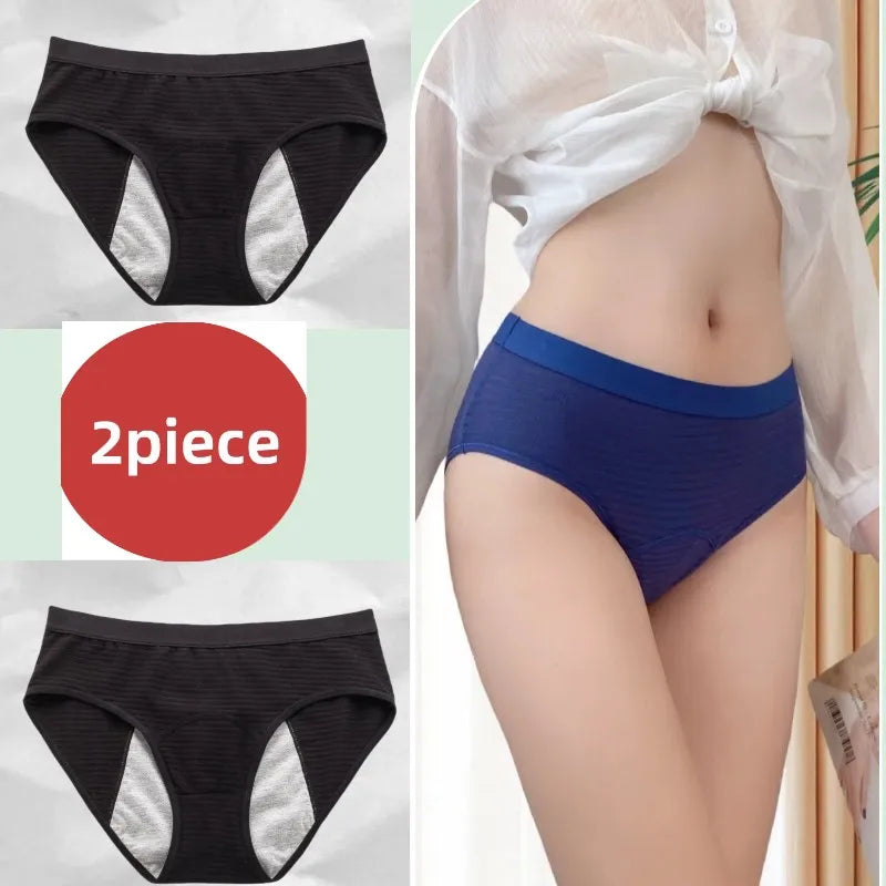 2PCS/set Leak Proof Menstrual Panties Cotton Shorts for Women Waterproof Briefs Intimates Physiological Female UnderwearXS-2XL