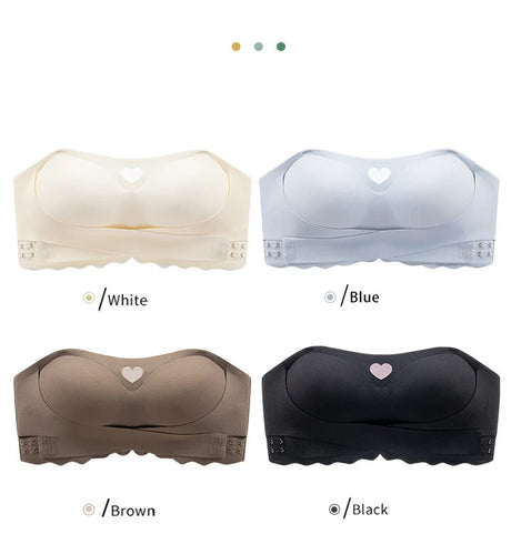 Women's Invisible Strapless Bra Front Buckle Design Anti-Slip Small Chest Gathering Markless All-match Beautiful Underwear