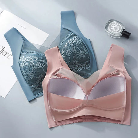 FINETOO 4Pcs Plus Size Sexy Crop Tank Top Seamless Bra Push Up Women Bras Wireless Bralette Femme Underwear Sports Lace Lingerie
