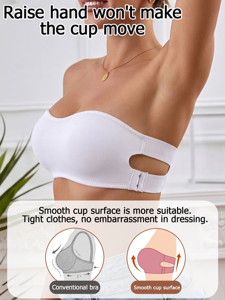 Solid Strapless Wireless Women's Bra Bralette Side Clasp Push up Bra Breathable Back Comfort Unpadded Bras