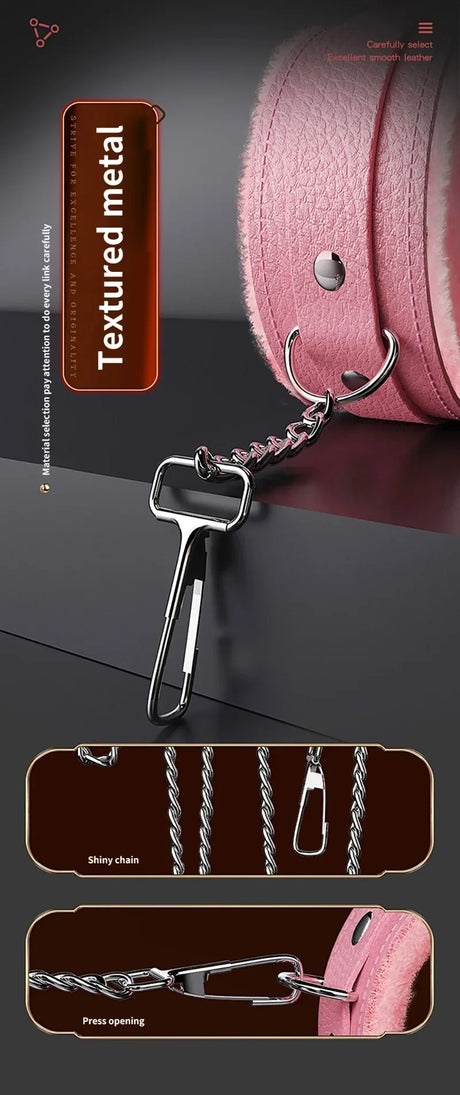 Couples BDSM Bondage Kit with Handcuffs Neck Collar Wrist Restraints Mouth Gag And Strap - Adult SM Sex Toys for Women's Fetish