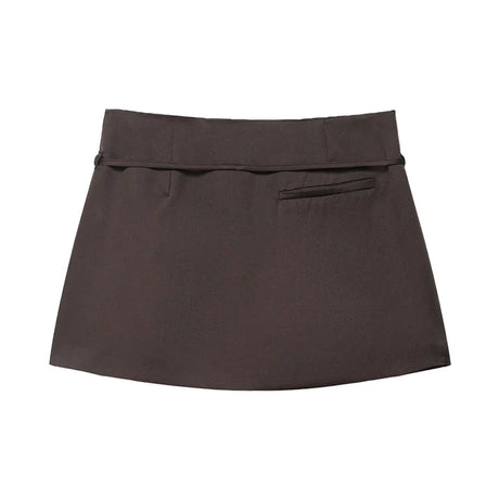 Women's Solid Color Skort with Belt Side Zipper Casual Shorts Skirts Fashionable And Stylish Women's Clothing
