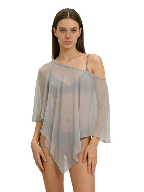 Sheer Poncho Top for Women Asymmetrical Mesh Shawl Wraps See Through Chiffon Capelet Evening Dress Wedding Cover Up