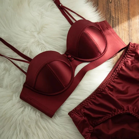 Japanese Anime Set Victoria's Style Half Cup Minimiser & Knickers | Push Up for Small Chest Retro sensual Lingerie Bride Gift