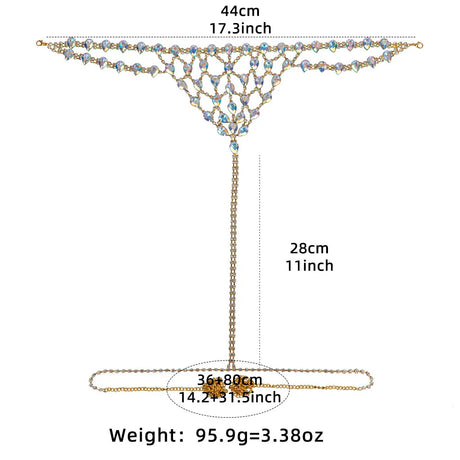 Sexy Mesh Crystal Jewelry Women Lingerie Set Bra Panties Bling Rhinestone Harness Multicolored Beach Body Chain