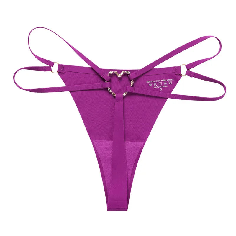Iron Ring Sexy Women G String Briefs Ice Silk Panties Girls Underwear Thong Underpants Seamless Lingerie Plus Size S-XL