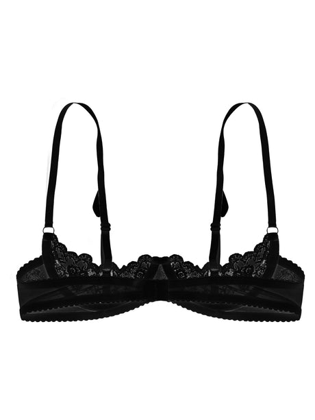 Women's Sexy Open Cup Bra Tops Sheer Floral Lace Underwire Push Up Bralette Cupless Lingerie Exposed Breast Underwear Nightwear