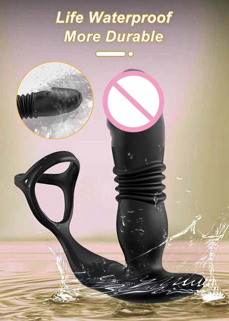 Remote Control Anal Telescopic Vibrator Male Thrusting Prostate Massager Penis Cock Ring Butt Plug Sex Toy for Adult For Gay