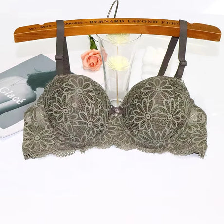 Lace Bra for Women Big Cup 1/2 Sexy Floral Underwire Underwear Ladies Push Up Thin Bra Half Cup 36-42C Black Gather Brassiere