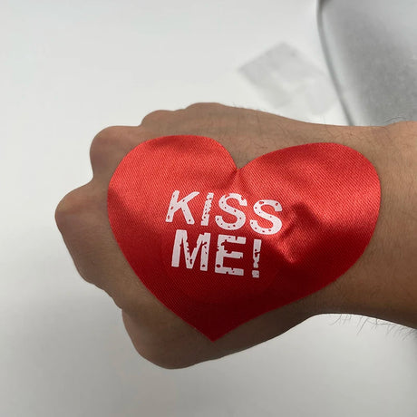 20pcs Red Heart Kiss Me Shape Self-Adhesive Disposable Satin Nipple Covers for Women Breast Pasties Stickers for Strapless Cloth
