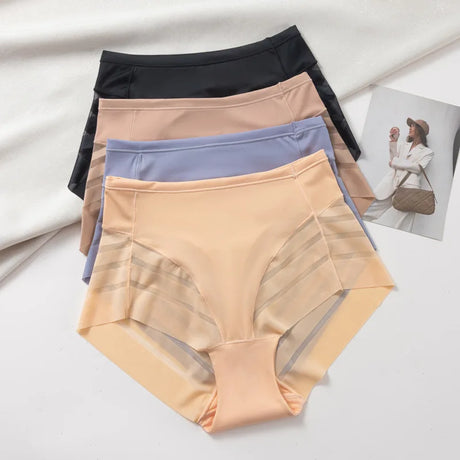 High Rise Briefs Women Seamless Panties High Elastic Panties Tummy Control Shapewear Glossy Underwear Sexy Lingerie M-3XL