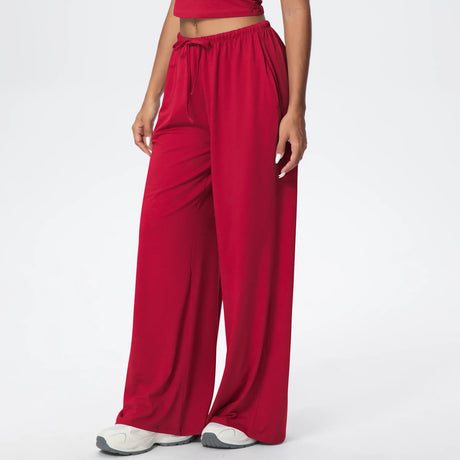 Women Quick Drying Wide Leg Yoga Pants Loose Yoga Pants High Waist With Pockets Fitness Sport Gym Workout Drawstring Full Length