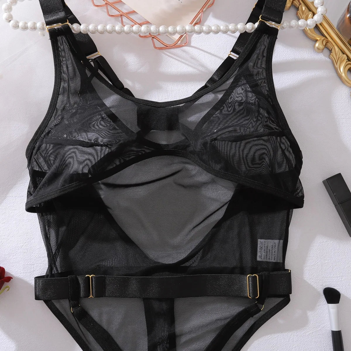Sexy Lingerie Bodysuit Sheer Mesh Crotchless Romper Womens Shapewear Jumpsuit Romantic Nightwear See Through One Piece Teddy