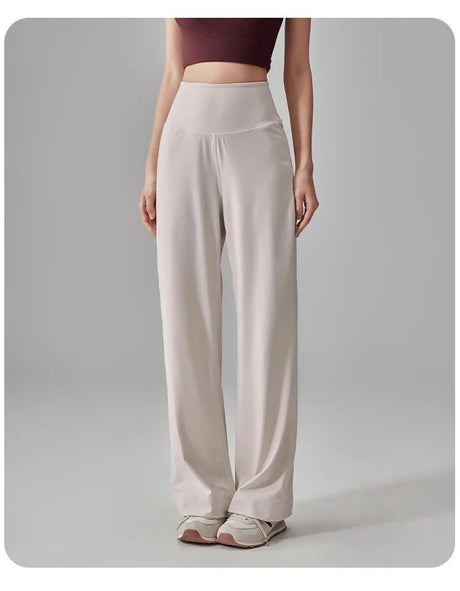 Women's High Quality Pants With Pockets High Waist Stretch Loose Sweatpants Nake-Feeling Sports Leisure Yoga Workout Pants