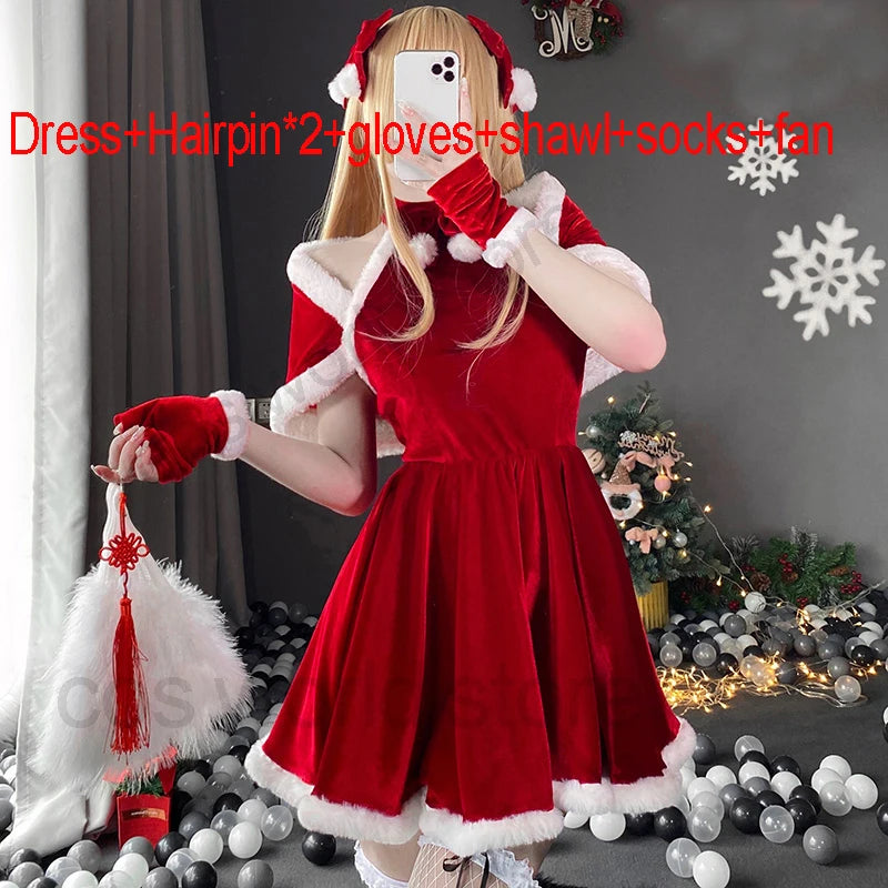 Christmas Women Dress Xmas Sexy Lady Santa Claus Cosplay Costume Sexy Lingerie Winter Red Dress Bunny Cosplay Girls Uniform