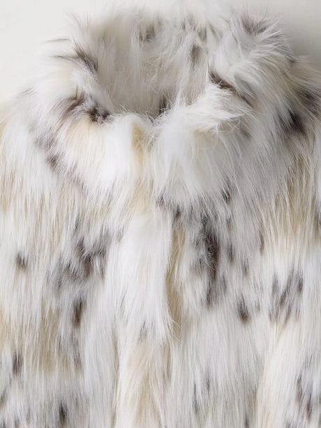 Short Stand Faux Fur Jacket White Loose Luxury Plush Coat Stylish Long Sleeves Women's Furry Jacket Winter New Fluffy Outerwears