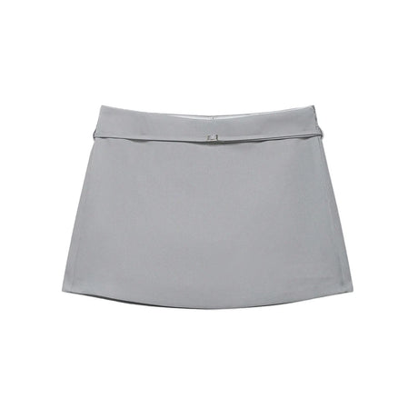 Women's Solid Color Skort with Belt Side Zipper Casual Shorts Skirts Fashionable And Stylish Women's Clothing