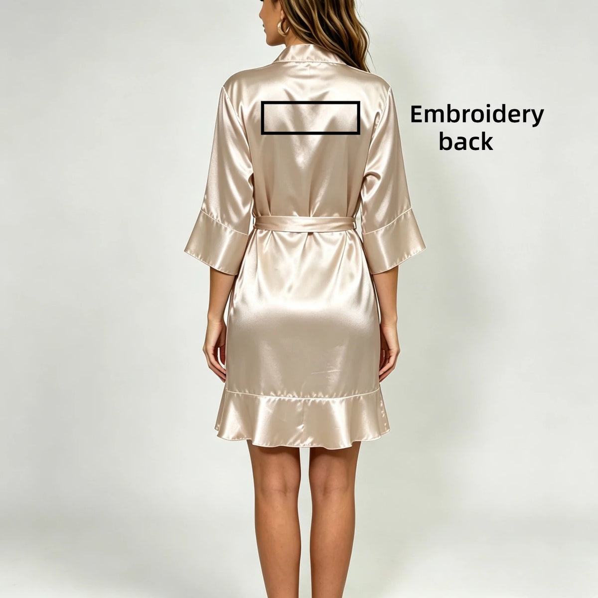 Custom Name Embroidery Satin Kimono Robe Personalized Name Bridesmaid Bride Wedding Getting Ready Morning Robe Bridal Party Gift