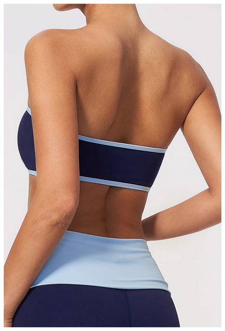Summer Strapless Sports Bra Color blocked Women Quick-Drying Yoga Bra Women's Tube Top Fitness Chest Wrap Underwear Workout Bras