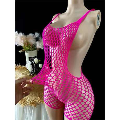 Women Sexy Fishnet Beach Cover Up Hollow Out Bodycon Bodysuit See Through Summer Swimwear