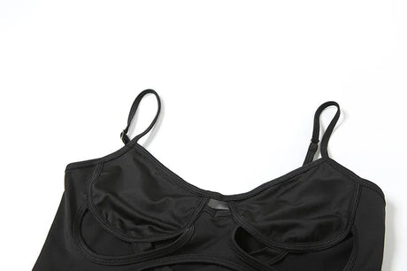 Sexy Women Bodysuit Cut Out Bodycon Jumpsuit Strap Cami Y2K Pure Aesthetic Tops Summer Sleeveless Solid Color Crop Outfit Tee